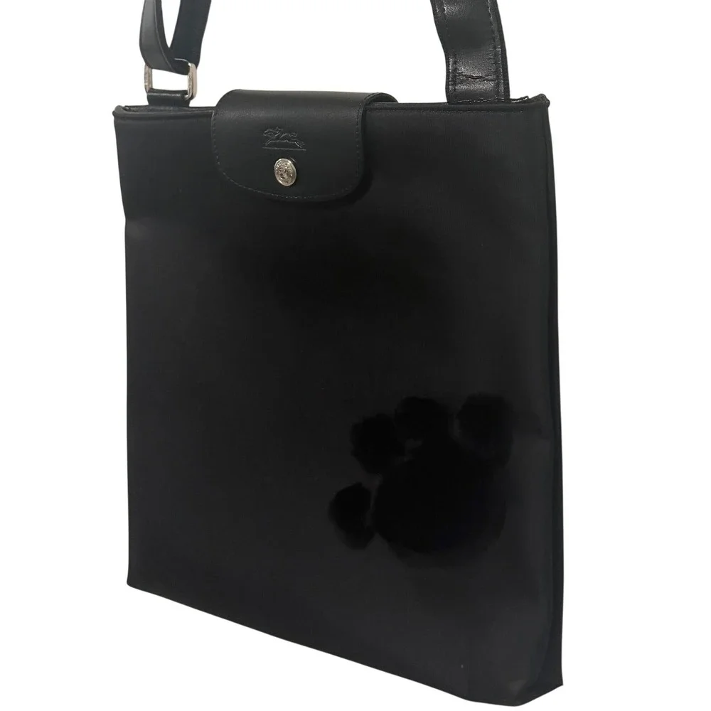 Vintage Longchamp Le Pliage "Déposé" Crossbody / Shoulder Bag Black Nylon France - Picture 2 of 13